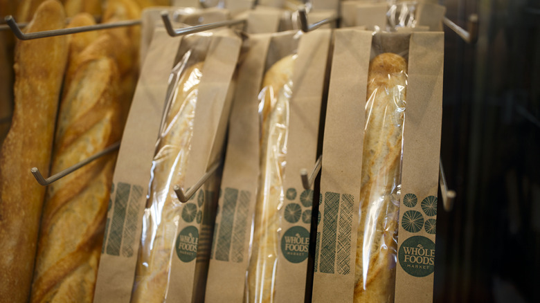 Loaves of bread in Whole Foods Market