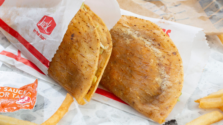 Two Jack in the Box tacos