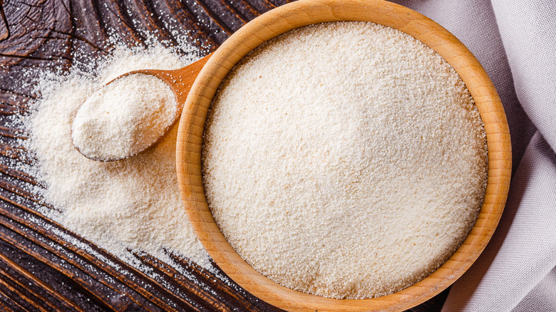 Organic semolina in a bowl