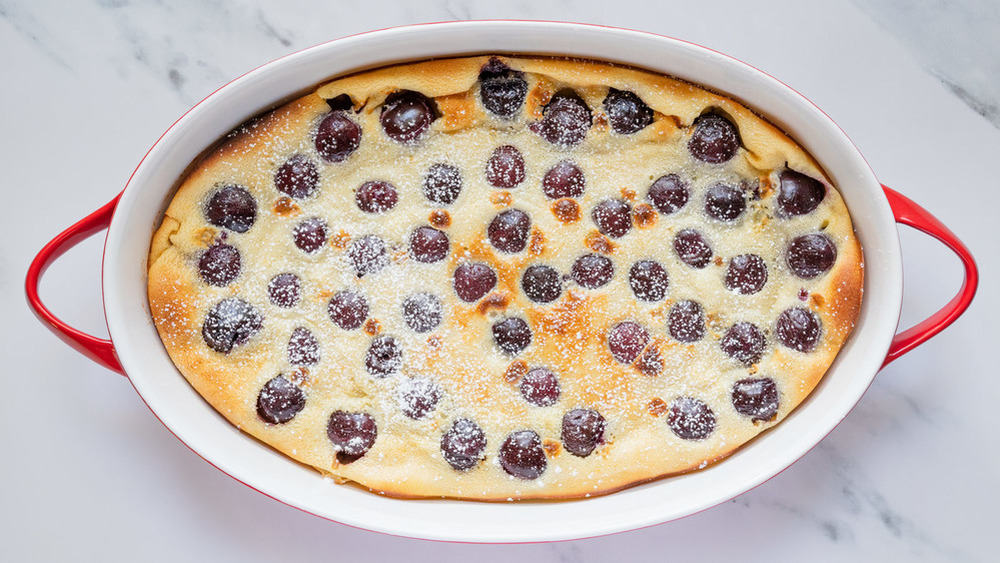 Clafoutis in baking dish 