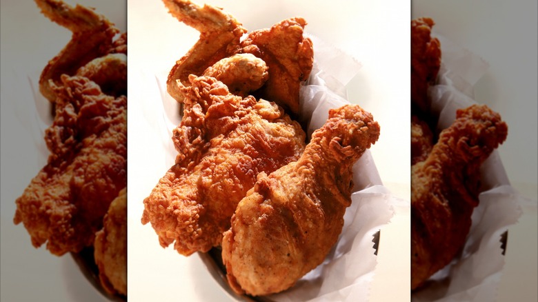 Fried chicken on a white background