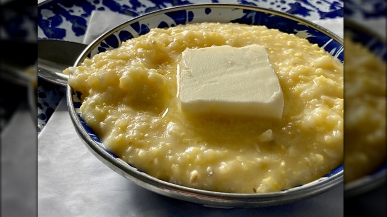 Bowl of grits with butter