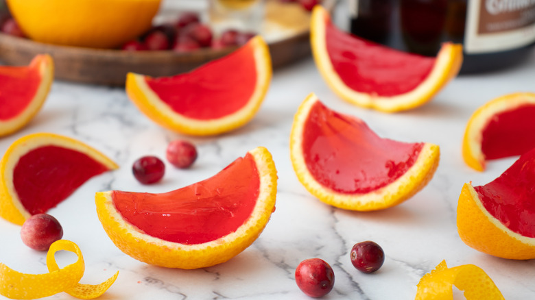 Jello-O shots in orange peels