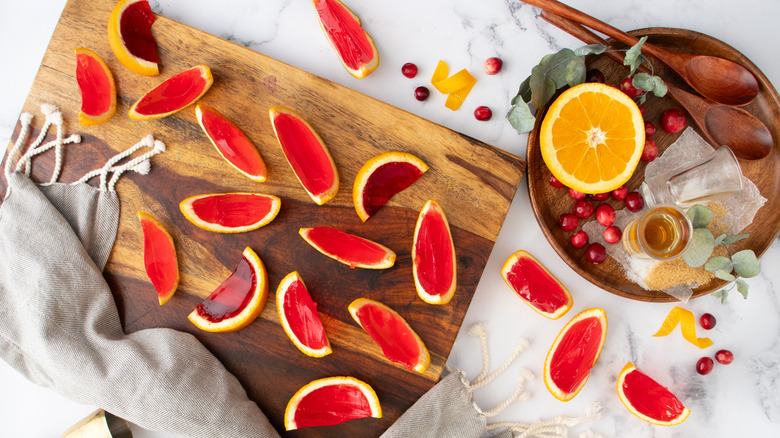 Jello-O shots in orange peels