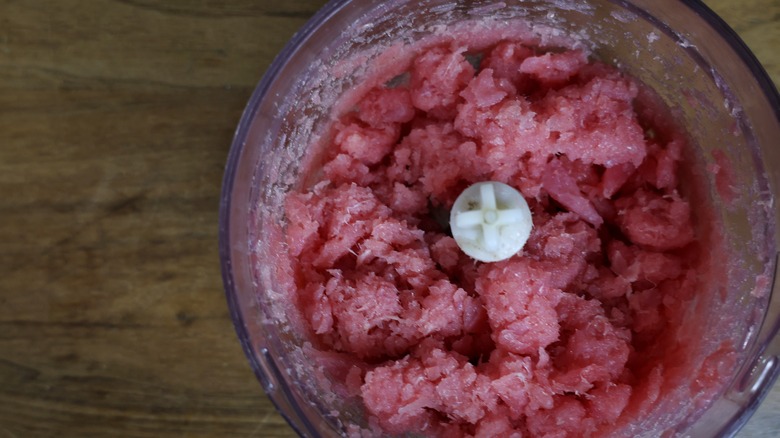 food processor full of ground tuna