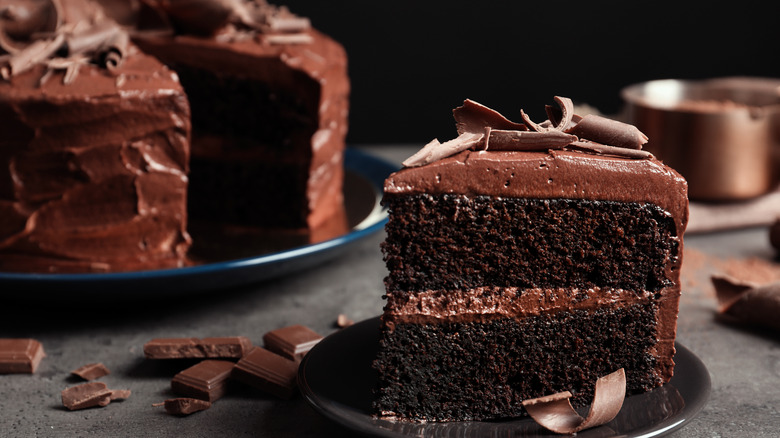 A slice of chocolate cake 