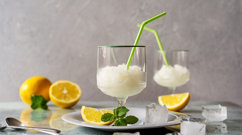 Lemon sorbet in glasses