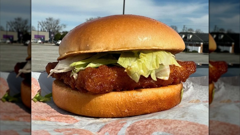 Burger King fish sandwich on tray