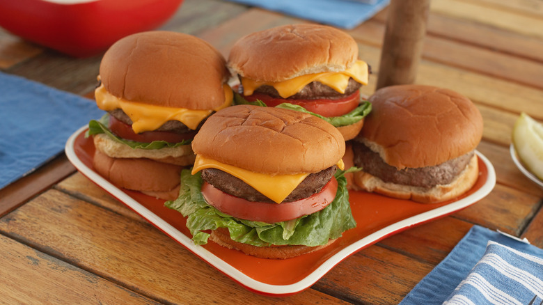 hamburgers on a table