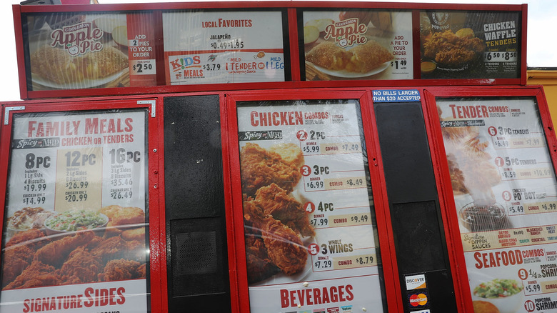 Popeyes drive-through menu board