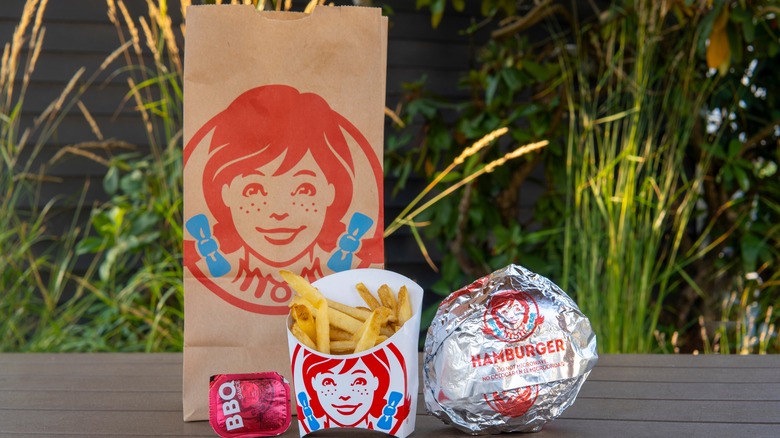 Paper Wendy's bag fries and burger