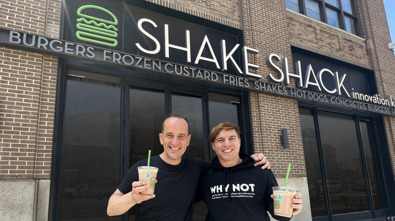 Dessert enthusiasts outside a Shake Shack