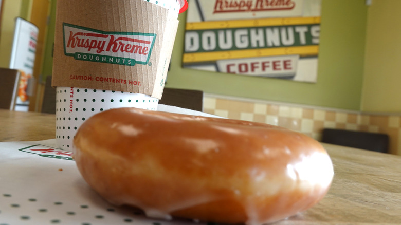 Krispy Kreme donut and coffee