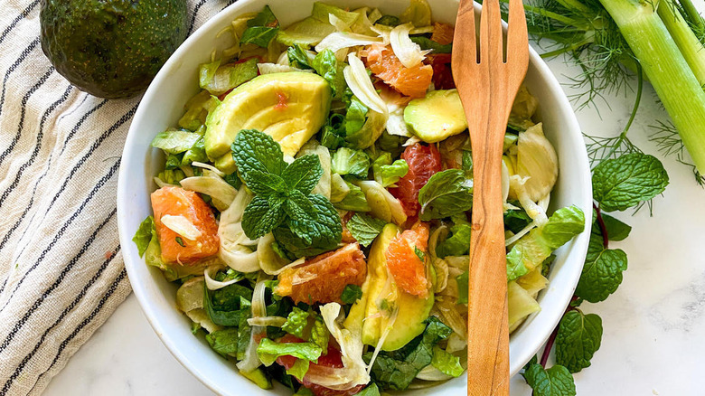 fennel salad with fork