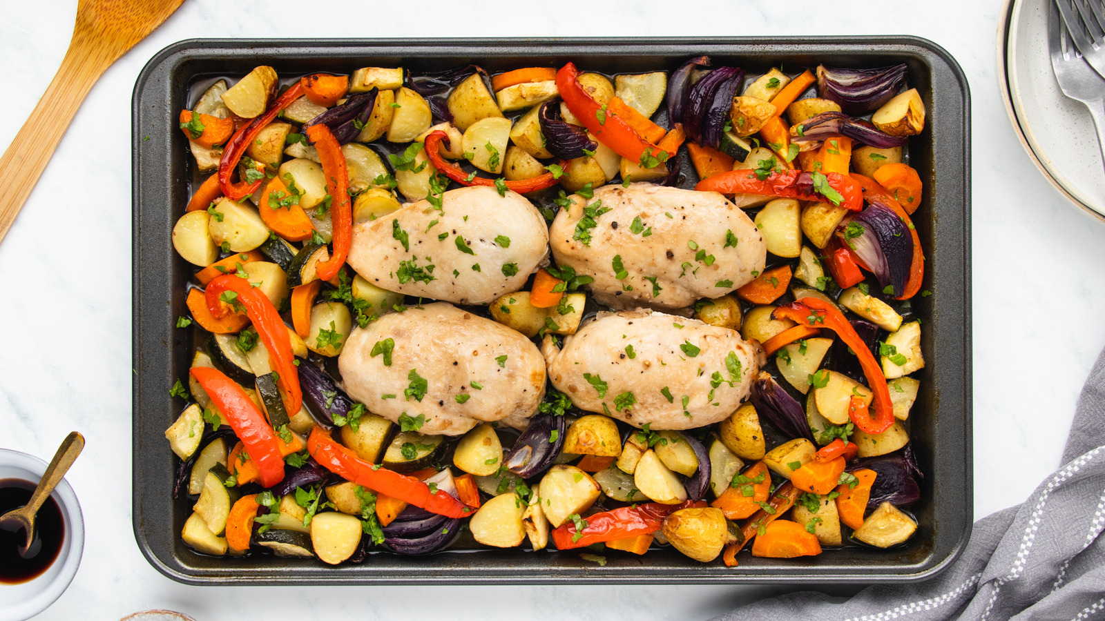 Sheet Pan Balsamic Chicken And Vegetables Recipe 