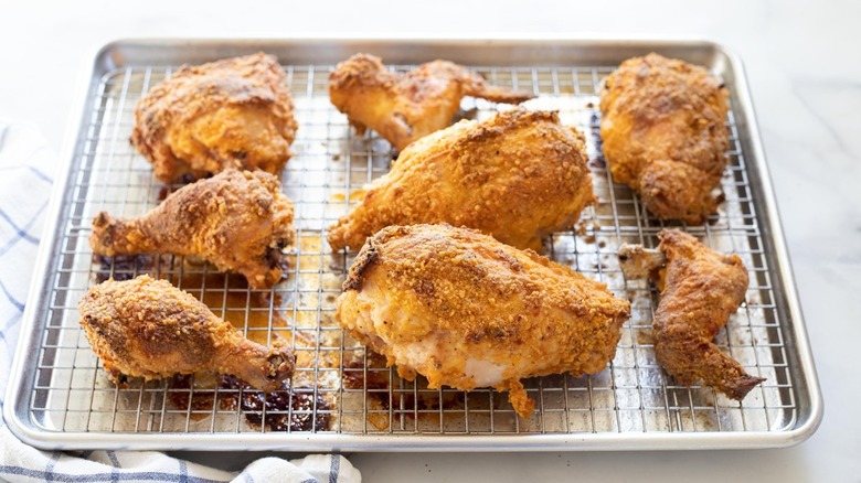 baked chicken on wire rack