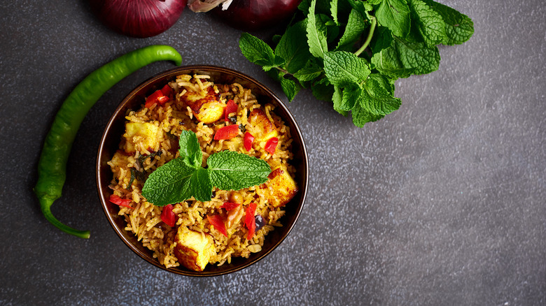 vegetable and paneer biryani