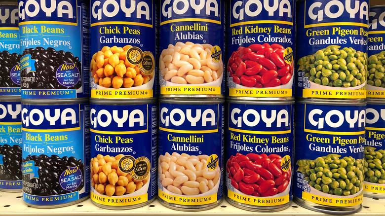 rows of goya canned beans