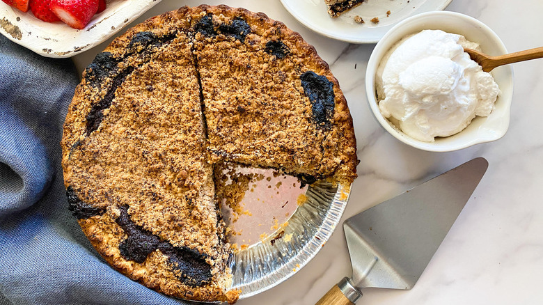 baked shoofly pie with cream