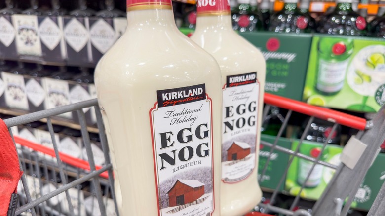 Bottle of Kirkland Signature eggnog liqueur