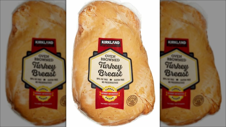 Kirkland Signature Oven Browned Turkey Breast on white background