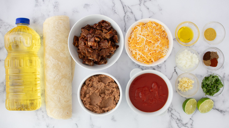 ingredients for shredded beef chimichangas