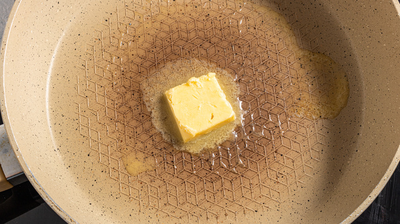 Butter melting on a skillet