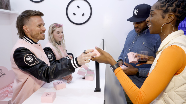 Crumbl Cookies booth in NYC