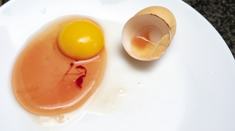 pink egg white on plate