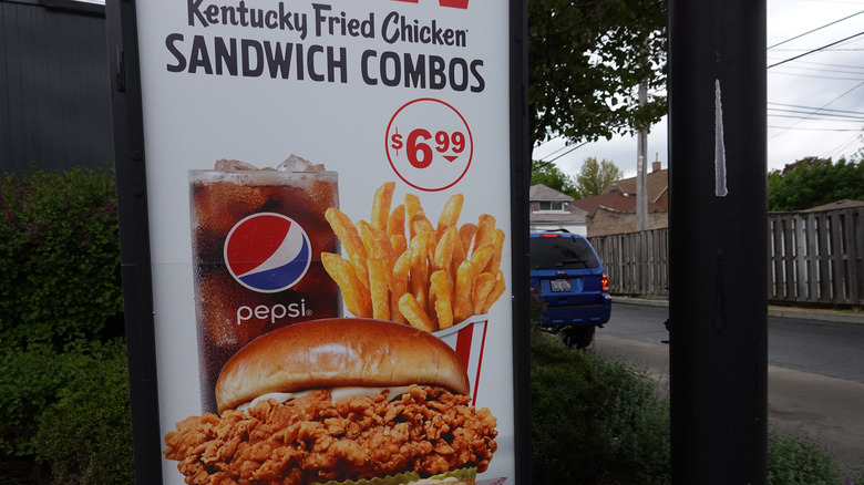 Sign advertising KFC food