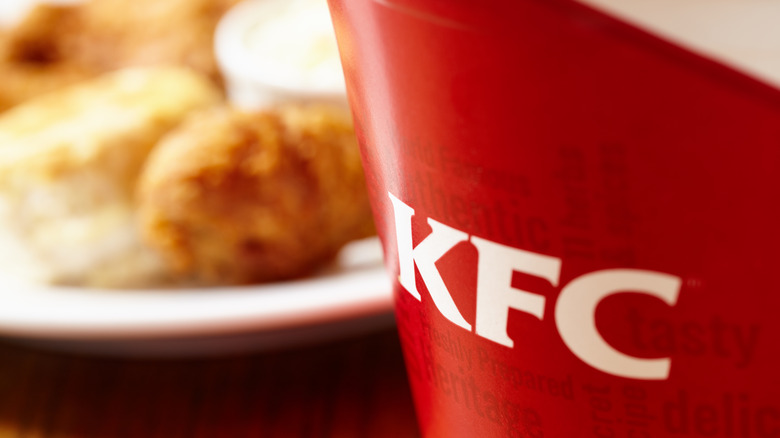 Red KFC chicken bucket