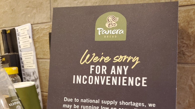 Sign at Panera 