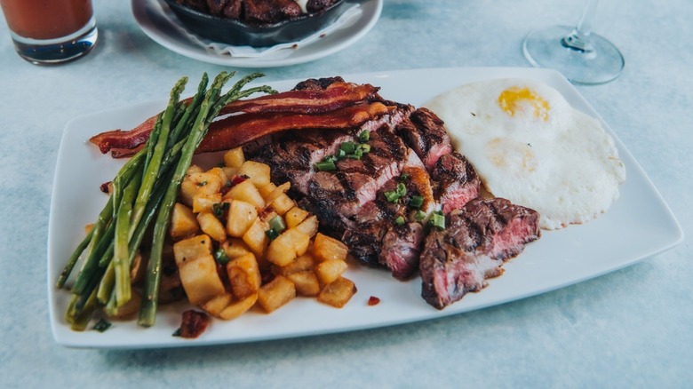 Kona Grill steak, eggs, and potatoes