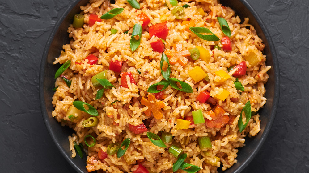 Bowl of colorful fried rice