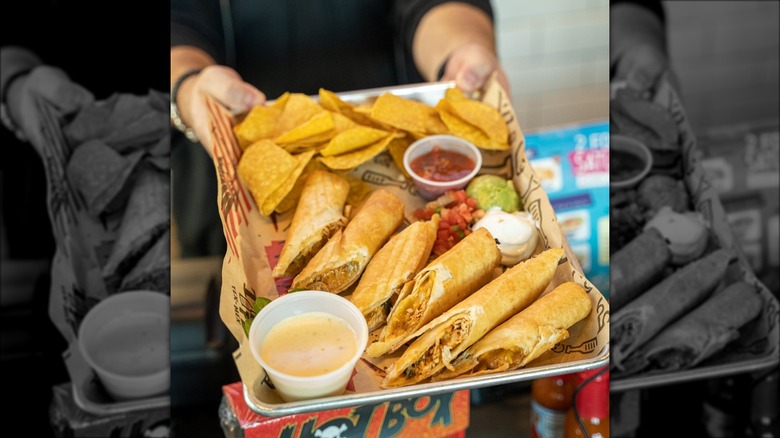 tray of chicken flautas