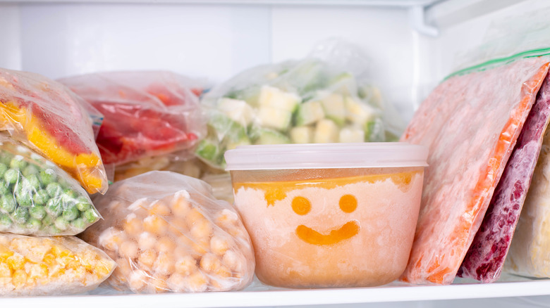 vegetables in freezer in bags