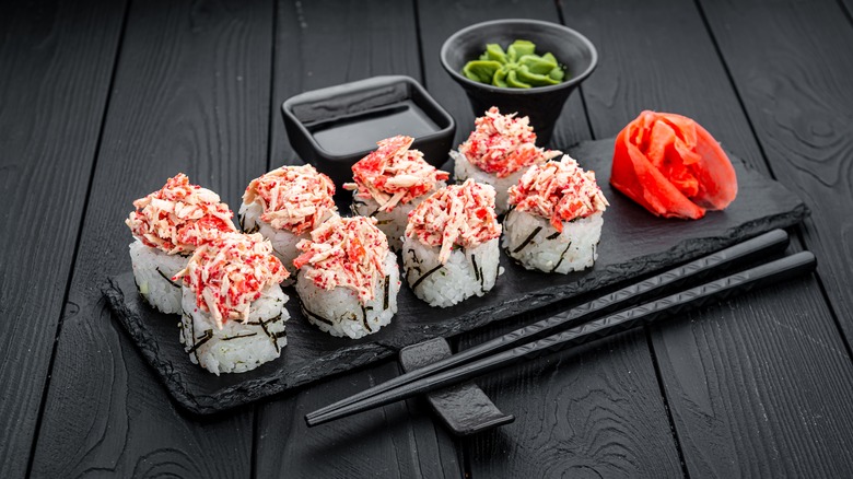 sushi with crab meat