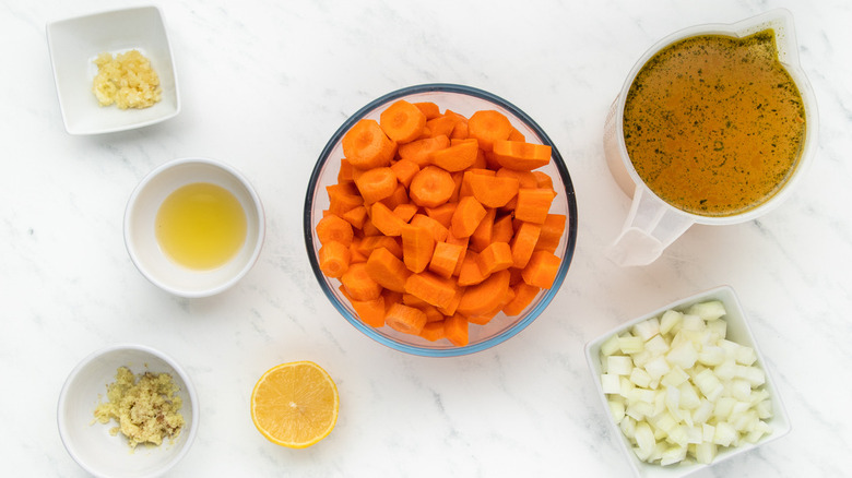 ingredients for carrot ginger soup