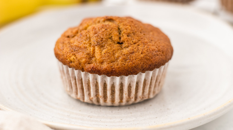 Banana carrot muffin on plate