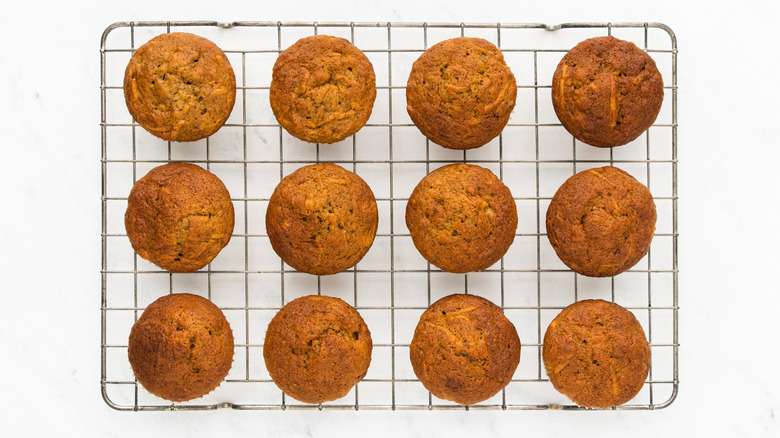 Banana carrot muffins cooling