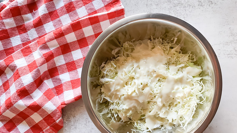 homemade coleslaw in a bowl