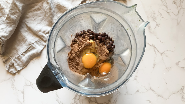 brownie ingredients in blender