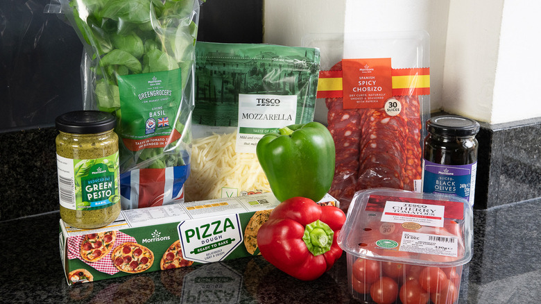 pizza ingredients on counter