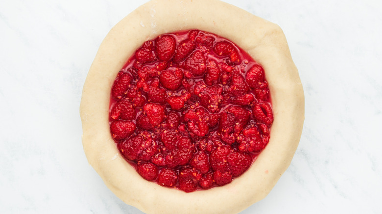 pie with raspberry filling inside