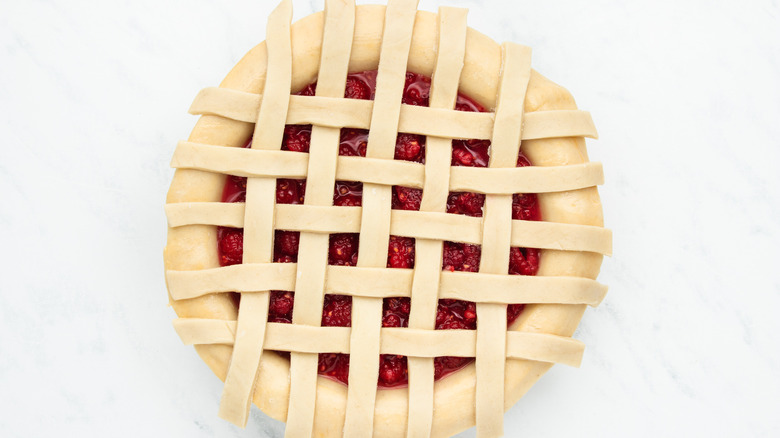 draping the pie crust lattice