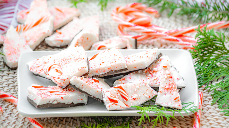 plate of peppermint bark