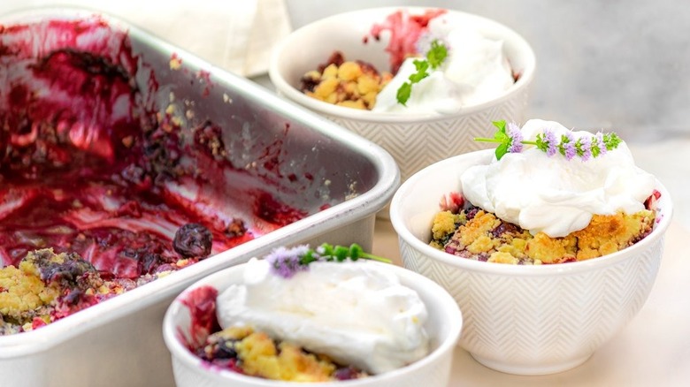 berry cobbler in bowls