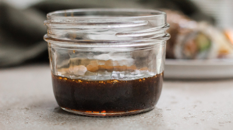 eel sauce in glass jar