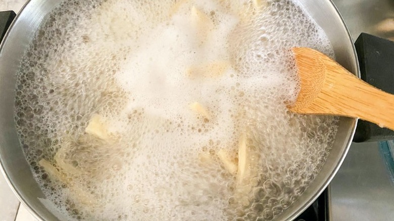 egg noodles boiled in water