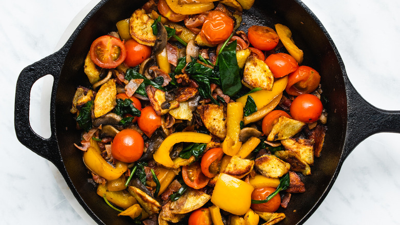 veggies in cast iron skillet 